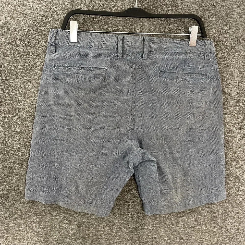 Taylor Stitch Shorts Mens 33 Blue Textured Chino 9 Inseam Flat Front Casual